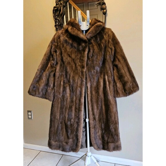 Vintage EMBA Lunaraine Natural Demi-Buff Mink Coat Full Length Dittrich Furs M - Picture 1 of 15